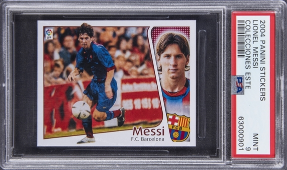 2004-05 Panini Colecciones Este La Liga Stickers #288 Lionel Messi Rookie Card - PSA MINT 9